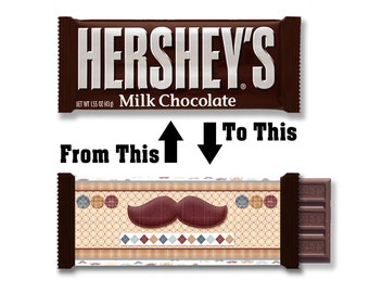 Printable Digital Father's Day Hershey Candy Bar Wrapper- Dad - Mustache - chocolate wrapper