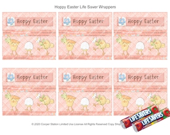 Digital Printable Easter Lifesavers Candy Wrapper - Chicks And Egg Lifesavers Candy wrapper - Happy Easter