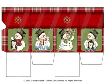 Digital Printable Christmas Milk Carton Snowman Theme 2