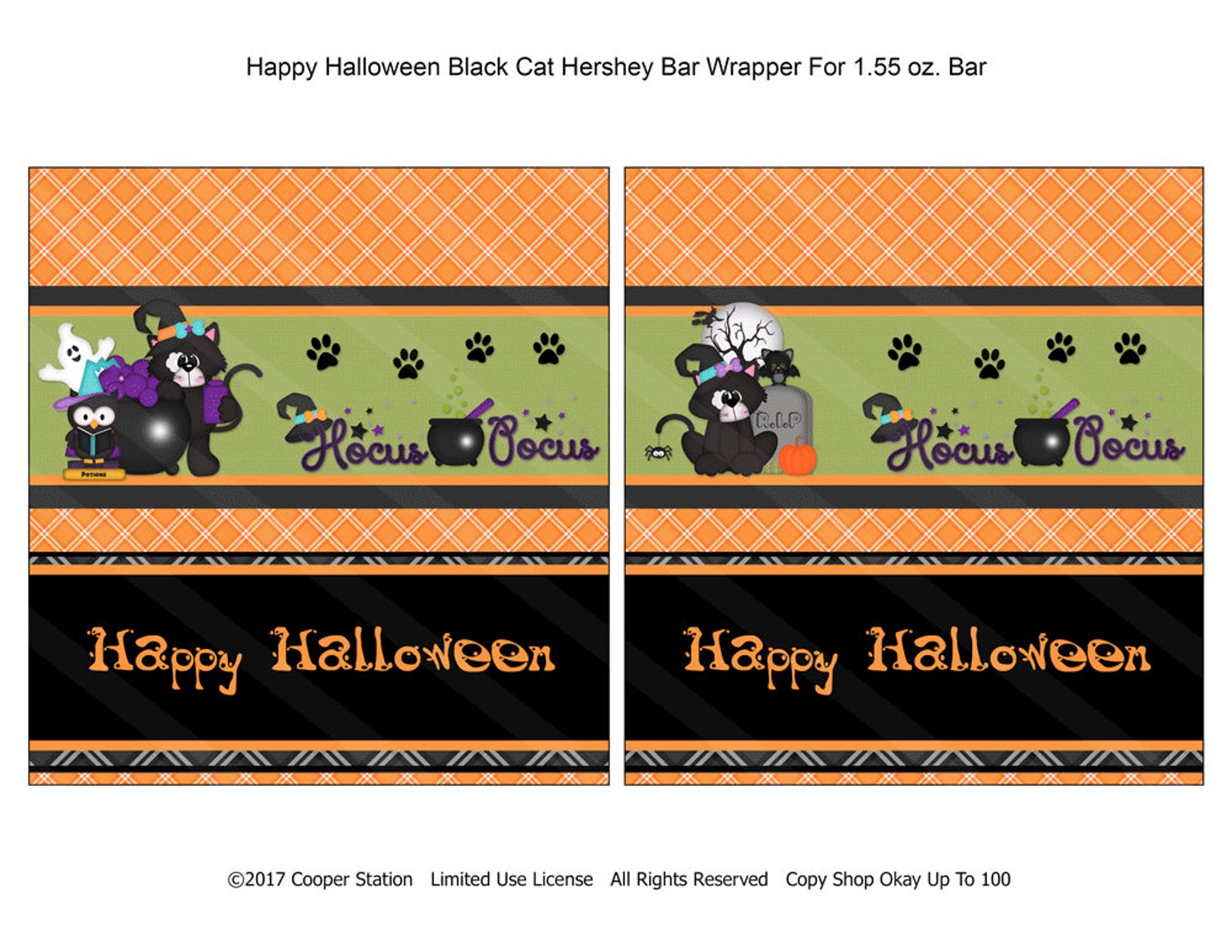 Digital Printable Halloween Hershey Candy Bar Wrapper black - Etsy