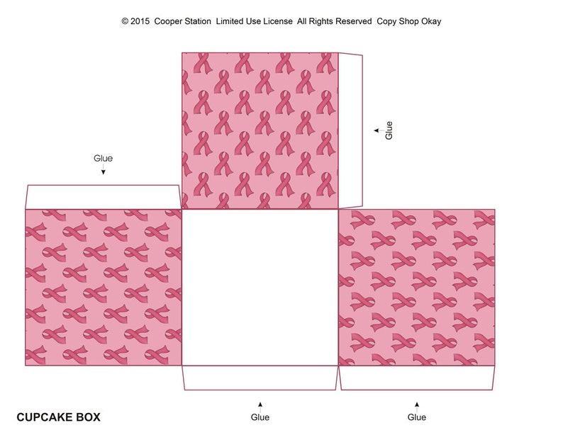 Printable Breast Cancer Awareness Cupcake Box