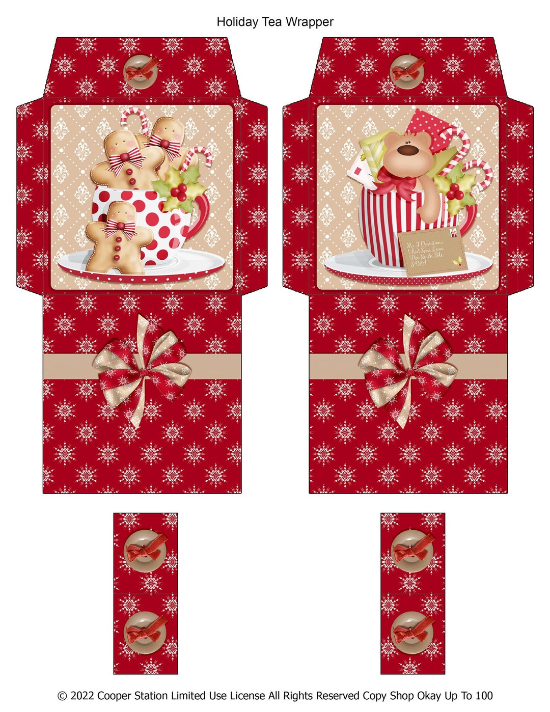 Holiday Tea Bag Wrapper 2022 Digital Tea Bag Envelope Gingerbread and