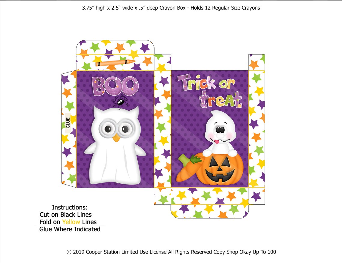 Digital Printable Halloween Crayon Box Trick Or Treat Box | Etsy