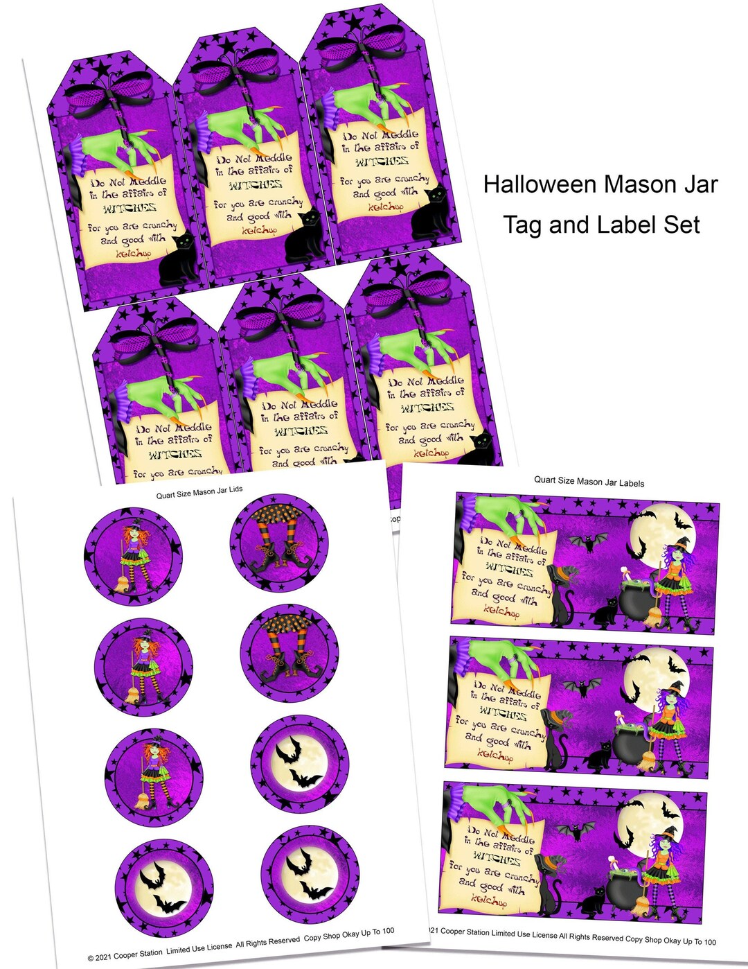 Printable Digital Halloween Mason Jar Label Tag and Lid Set - Etsy
