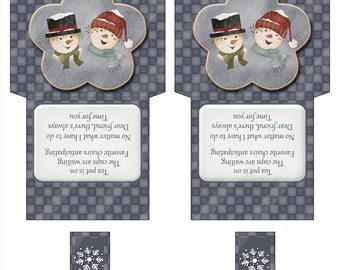 Envoltorio digital de bolsitas de té Snow Friends