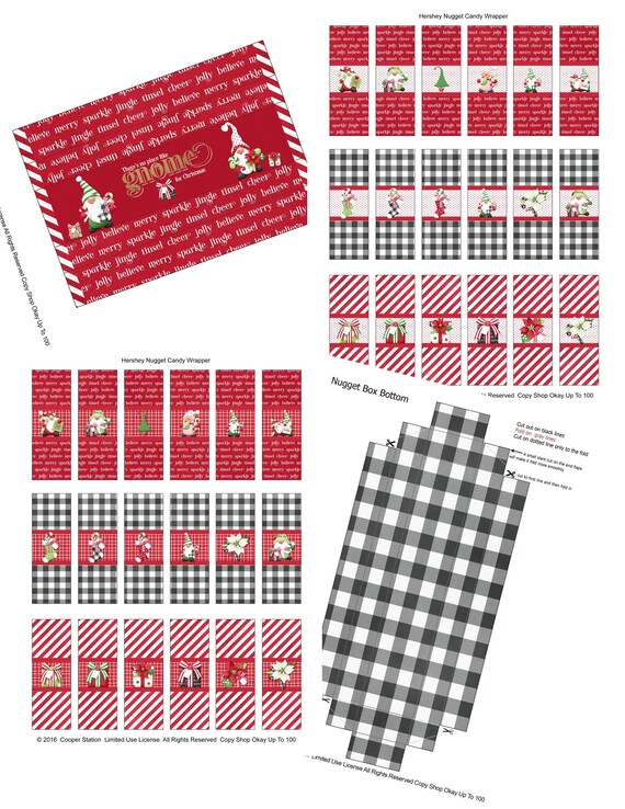 Digital Christmas Slider Gift Box Set for Nugget Candies Etsy