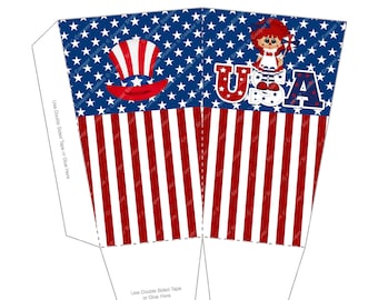 Printable Digital 4th Of July Popcorn Snack Box - Independence Day Popcorn Box - Popcorn Party Favor Box