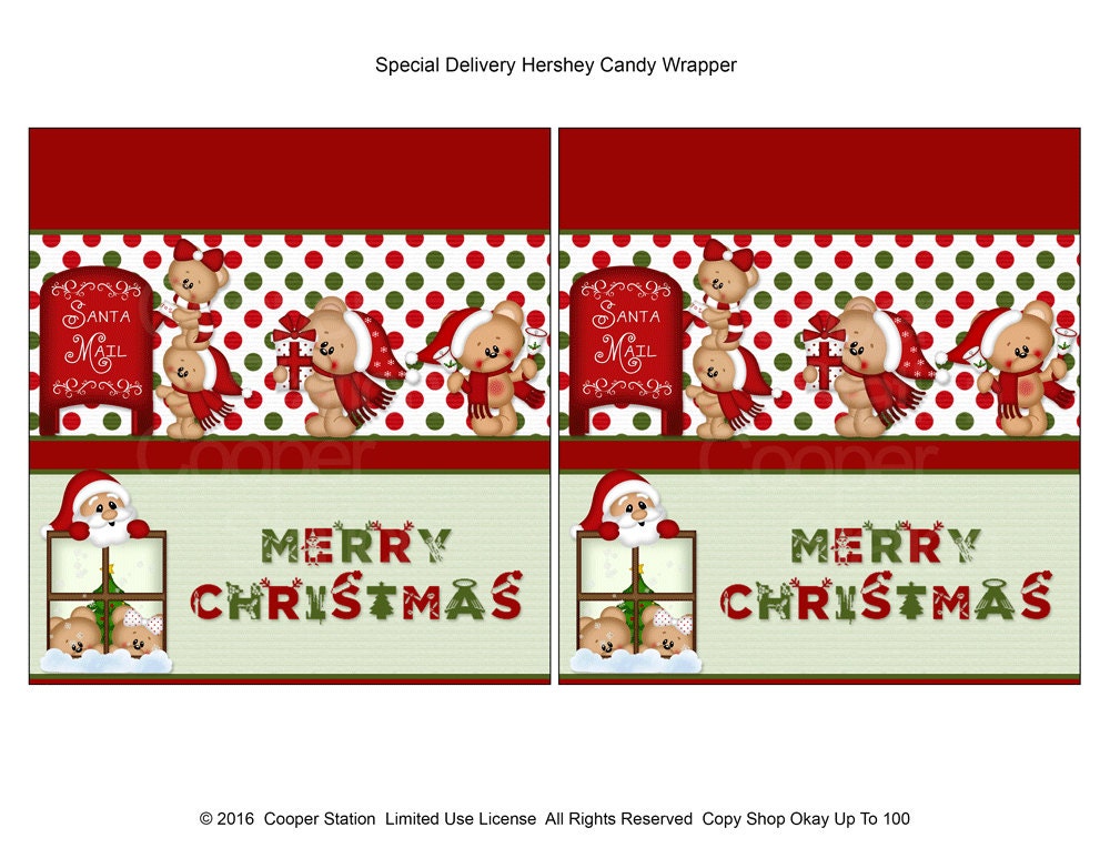 Printable Digital Merry Christmas Candy Bar Wrapper Hershey | Etsy