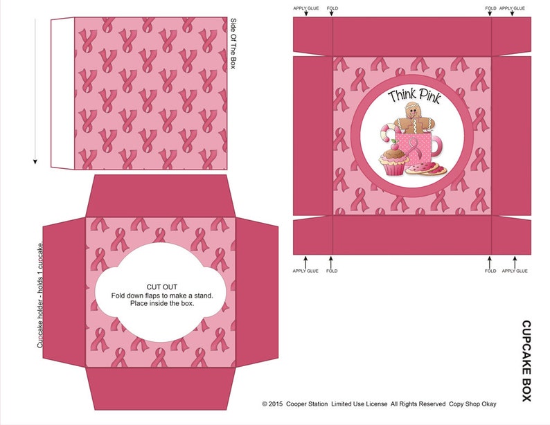 Printable Breast Cancer Awareness Cupcake Box