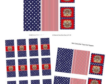 Patriotic Chocolate Mini Candy Bar Wrappers - Instant Download Candy Wrapper Set - 250 Year Commemorative Candy Wrappers