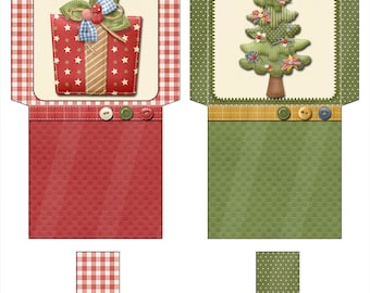 Christmas Printable Digital Tea Bag Envelopes - Holiday Tea Bag Wrappers - Christmas Tree - Christmas Present