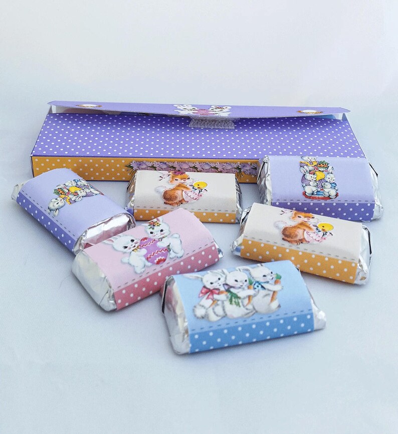 Digital Printable Vintage Style Easter Candy Box And Wrappers For Hershey Mini Candy Bars