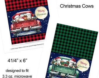 Digital Printable Christmas Popcorn Wrapper - Christmas Cows - Red Christmas Truck- Instant Green Christmas Truck - Stocking Stuffer