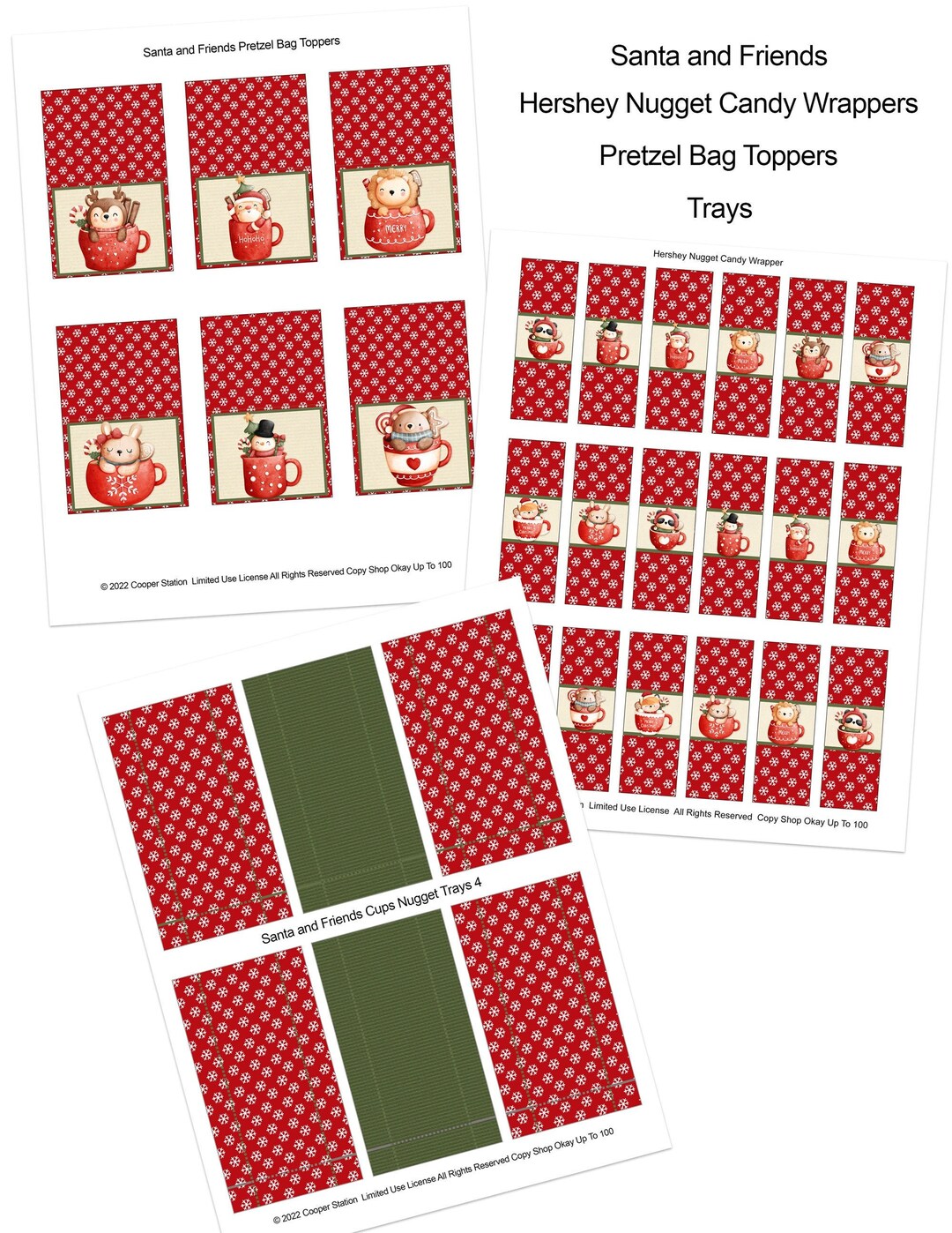 Digital Printable Hershey Nugget Holiday Candy Wrapper Set - Christmas ...