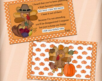 Digital Printable Turkey Toes Bag Toppers