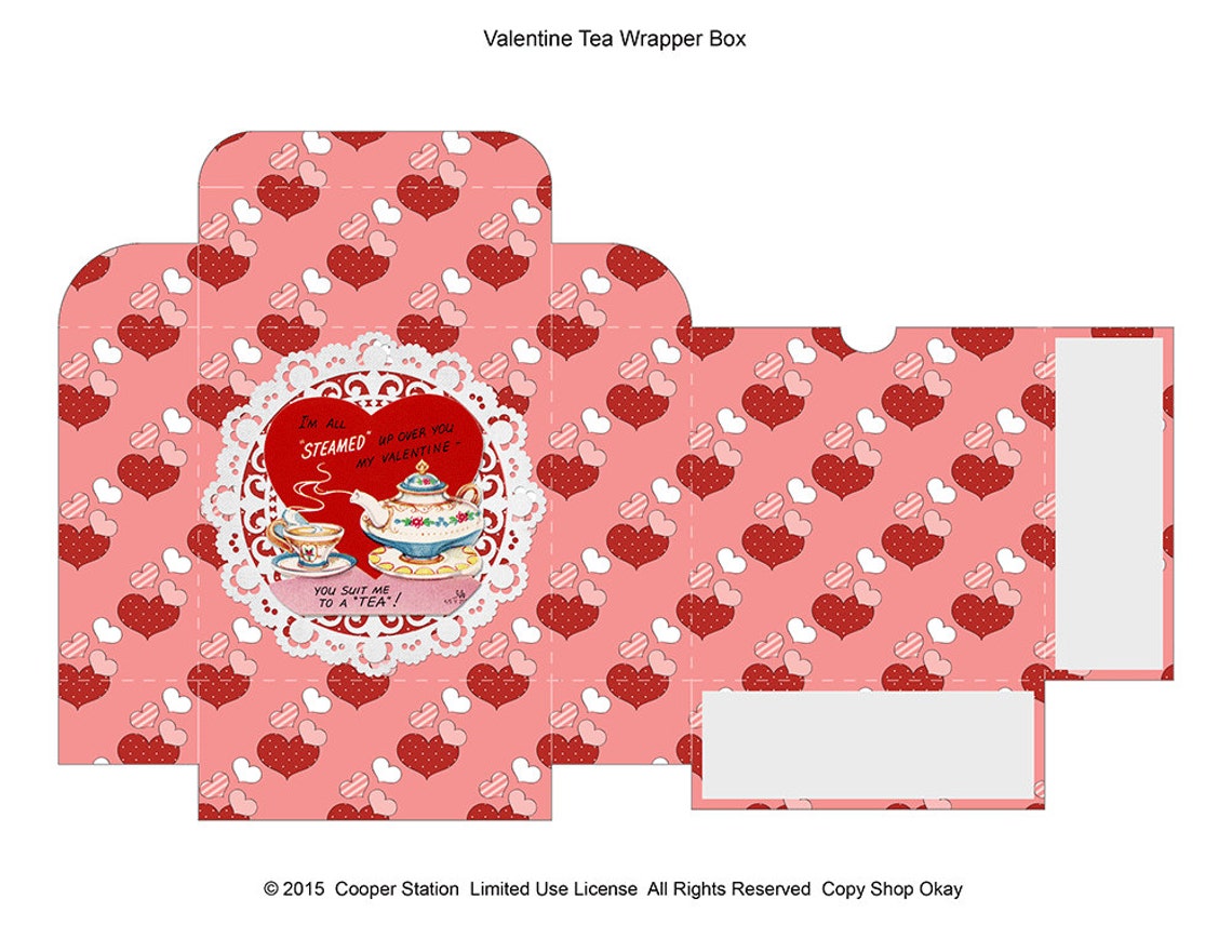Printable Valentine Tea Wrappers and Box Set - Etsy UK
