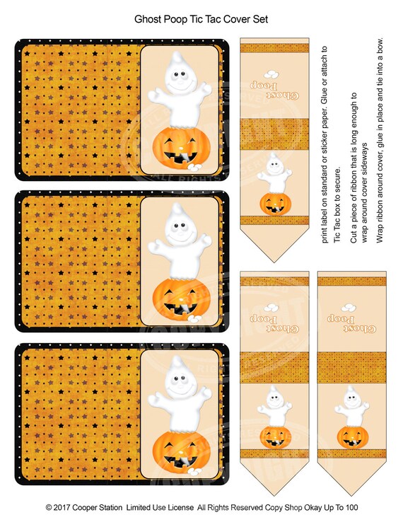 Digital Printable Ghost Poop Tac Tac Cover Package Halloween Etsy