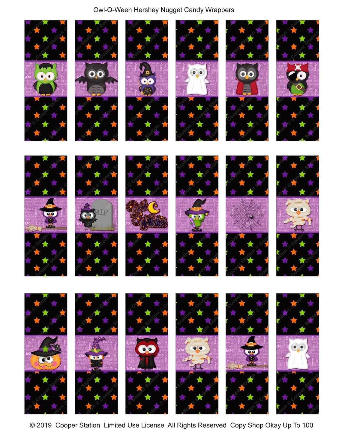 Digital Printable Hershey Nugget Halloween Candy Wrappers Trick or ...