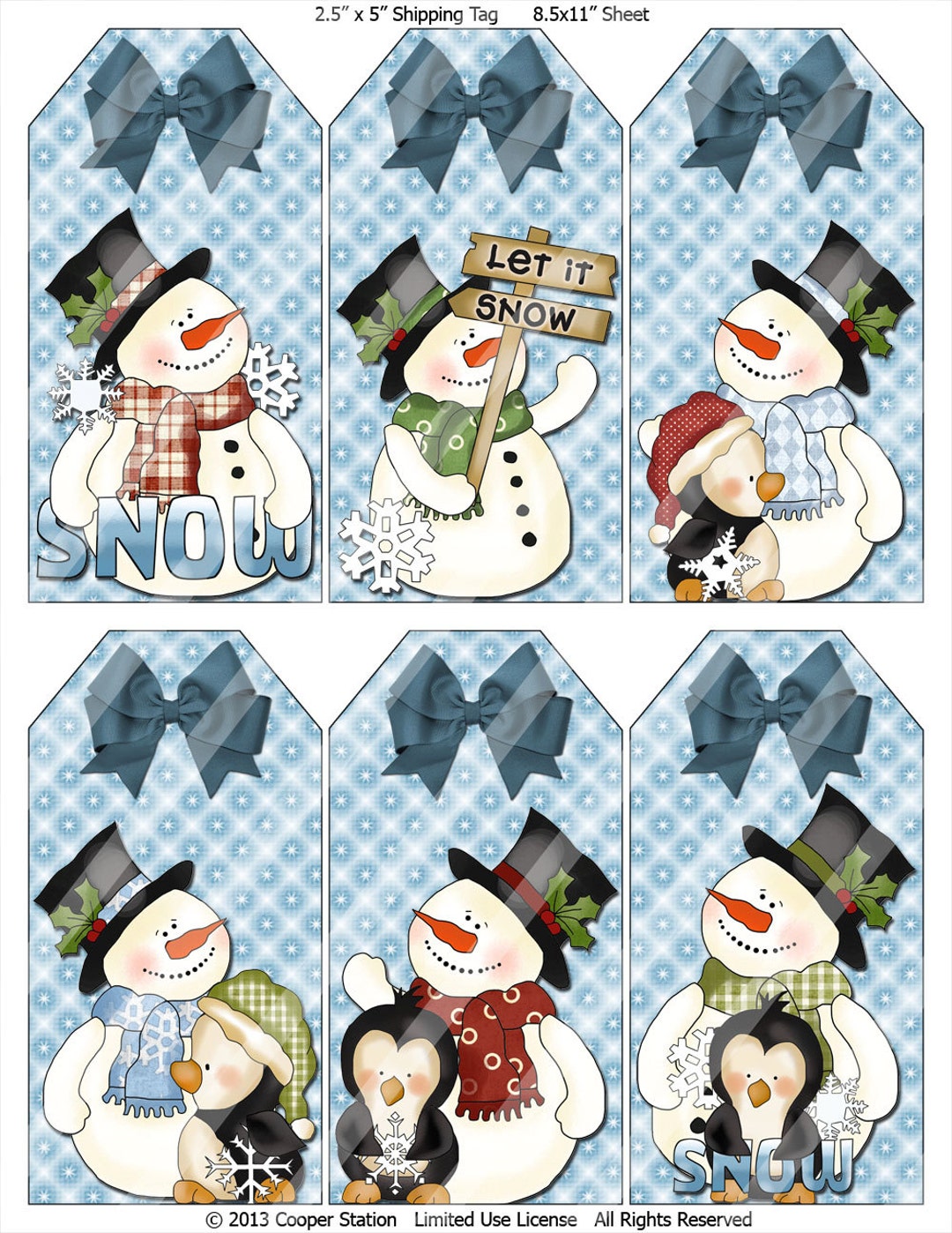 Digital Holiday Snowman Gift Tags - Etsy