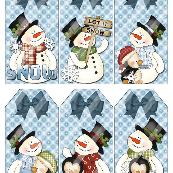 Digital Holiday Snowman Gift Tags