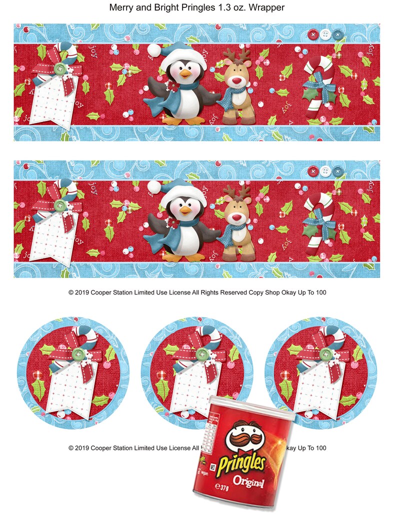 Digital Printable Christmas Small Pringles 1 3 Ounce Can Etsy