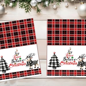 Digital Printable Christmas Popcorn Wrapper - Happy Holiday - Instant Download - Party Favor - Stocking Stuffer