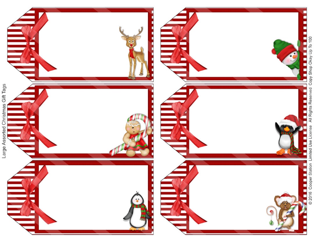 digital printable assorted large holiday gift tags - christmas