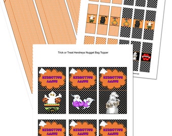 Digital Printable Hershey Nugget Candy Wrapper Tray and Bag Topper Set