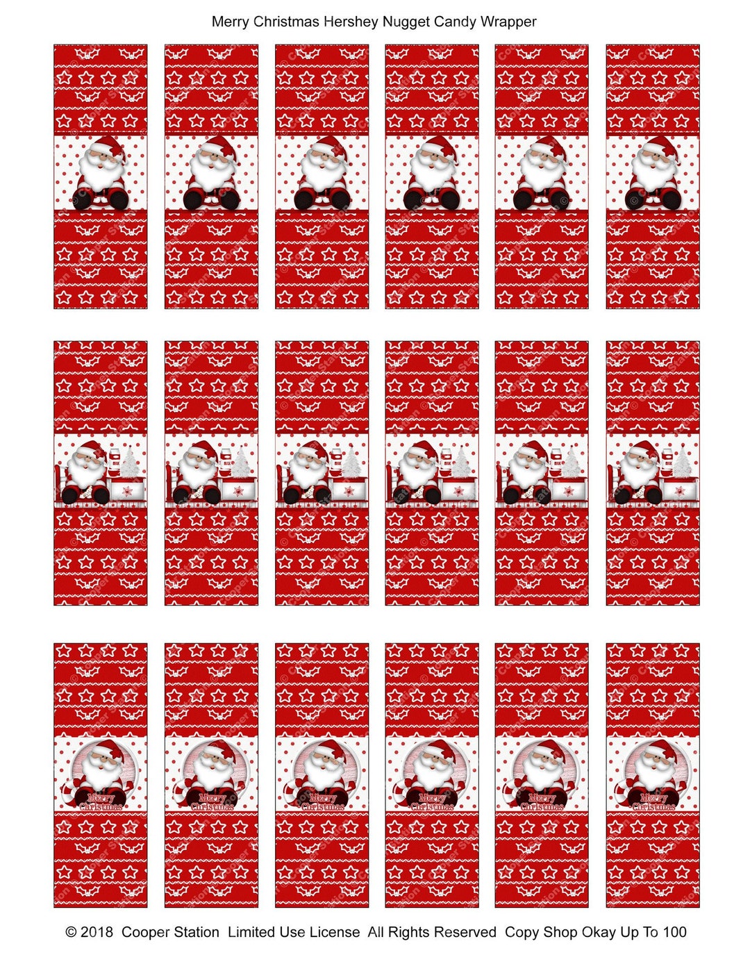 Digital Printable Nuggets Candy Wrappers - Santa- Reindeer - Christmas ...