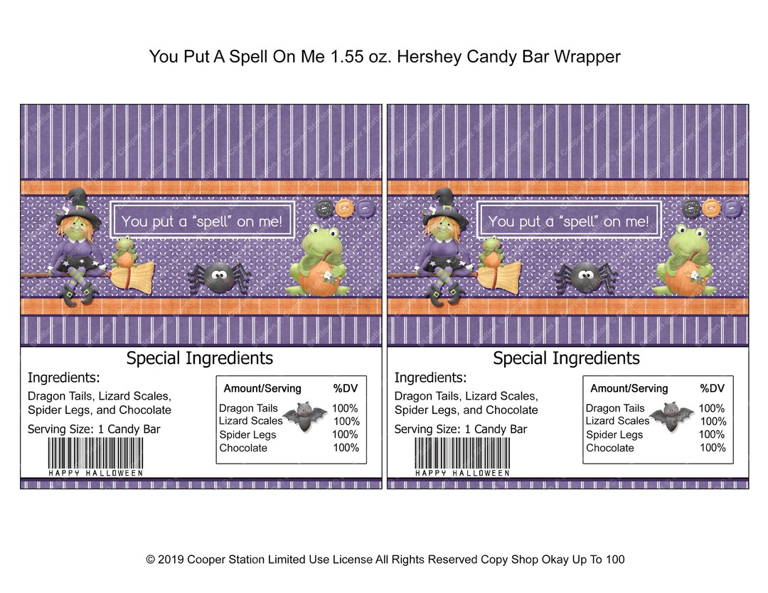 Digital Printable Halloween Hershey Candy Bar Wrapper witches - Etsy