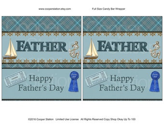 Printable Digital Father's Day Hershey Candy Bar Wrapper- Dad - Best Father - Sailing - Sailboat - chocolate wrapper