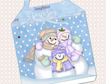 Printable Christmas - Winter Gift Bag - Instant Download Snowman Theme