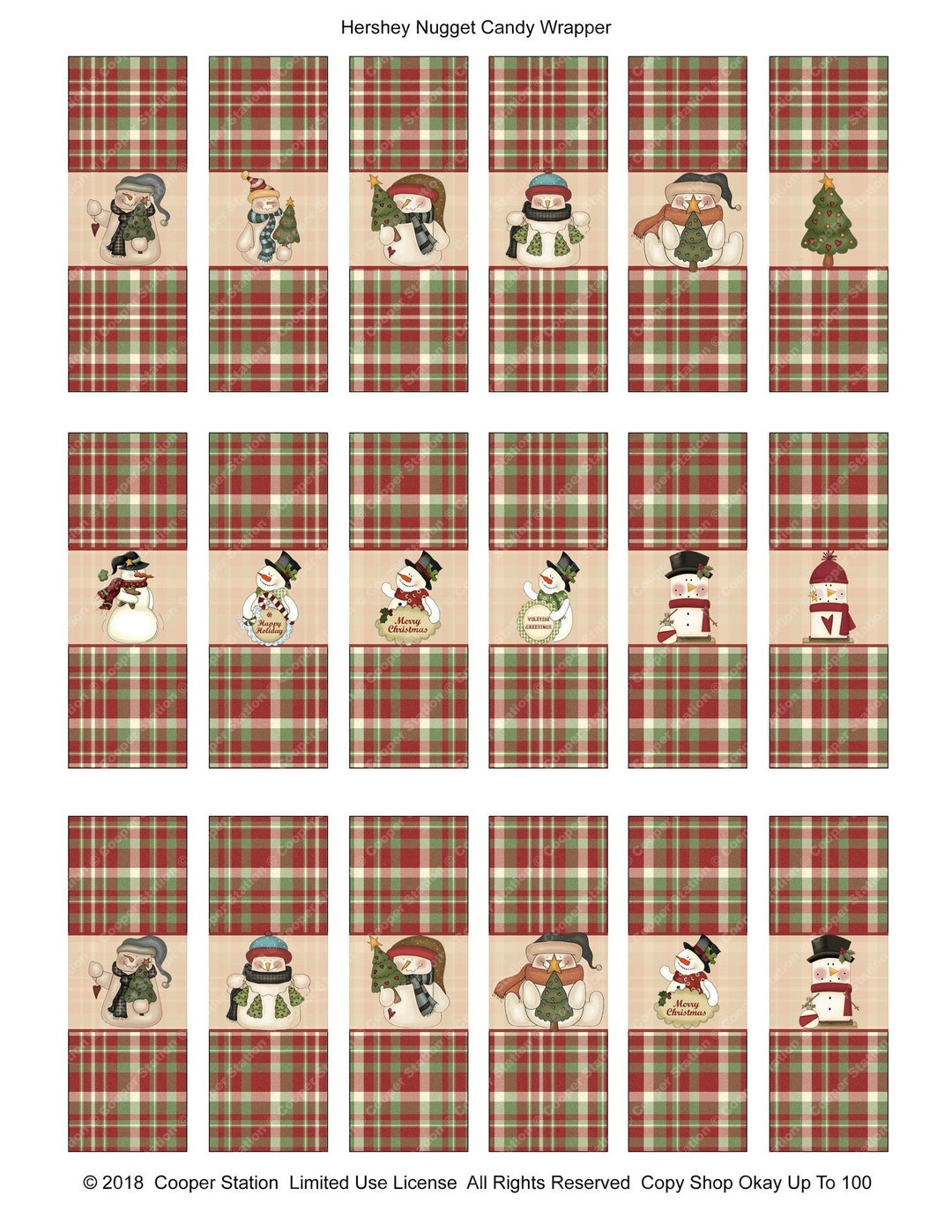 Digital Printable Hershey's Nuggets Candy Wrappers Snowman Christmas ...