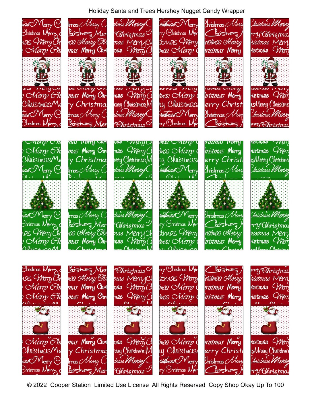 Digital Printable Holiday Hershey Nugget Candy Wrappers - Christmas ...
