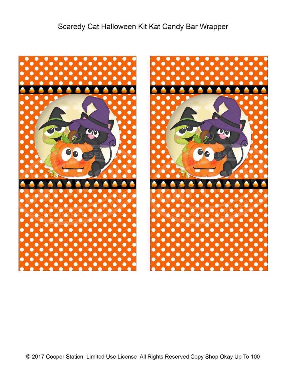Digital Printable Halloween Scaredy Cat Full Size Kit Kat | Etsy