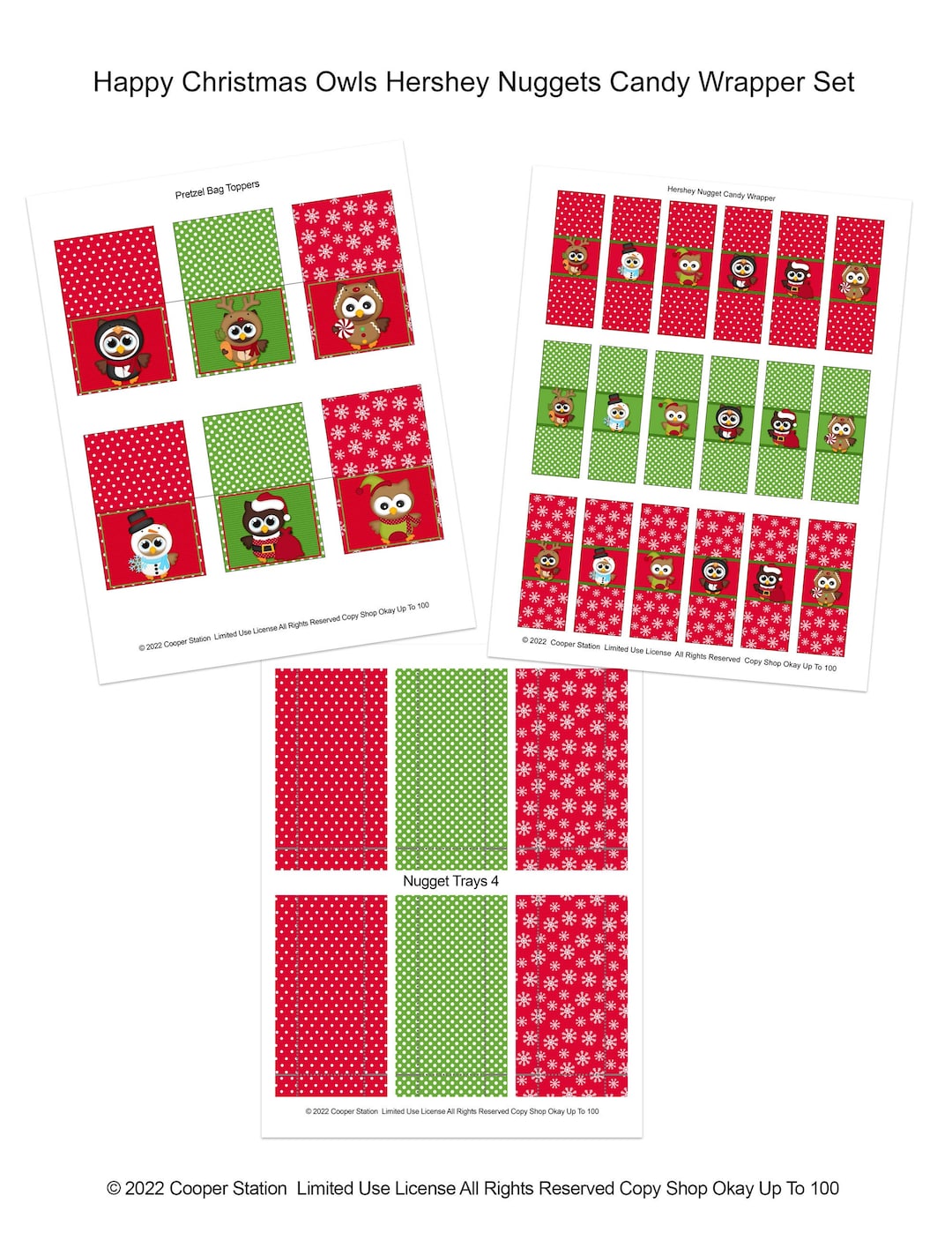 Digital Printable Hershey Nugget Holiday Candy Wrapper Set - Christmas ...