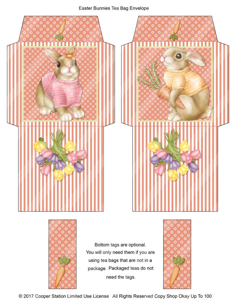 Digital Printable Easter Tea Bag Wrappers Tea Bag Envelopes Etsy