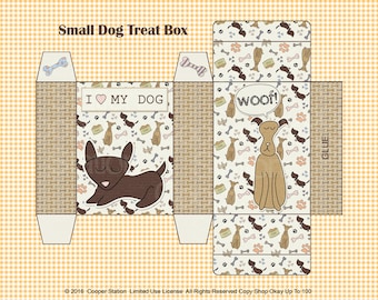 Digital Printable Small Dog Treat Box - Printable Treat Box - Dog Gift Box - Puppy Treat Box - Dog Soap Box