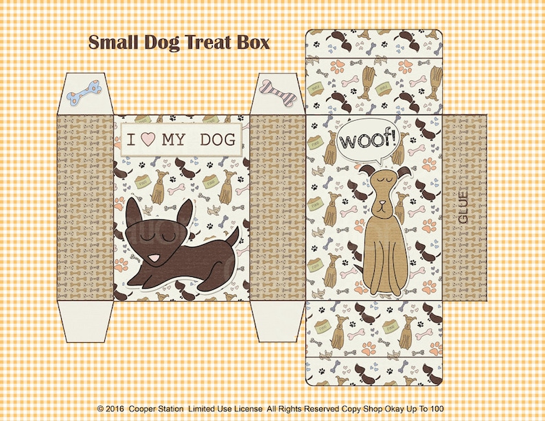 Digital Printable Small Dog Treat Box Printable Treat Box - Etsy
