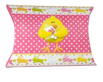 Digital Printable Easter Chick And Butterfly Pillow Box - Easter Treat Box - Easter Party Favor