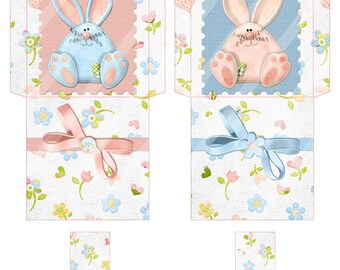 Digital Printable Bunny Tea Bag Envelopes 002