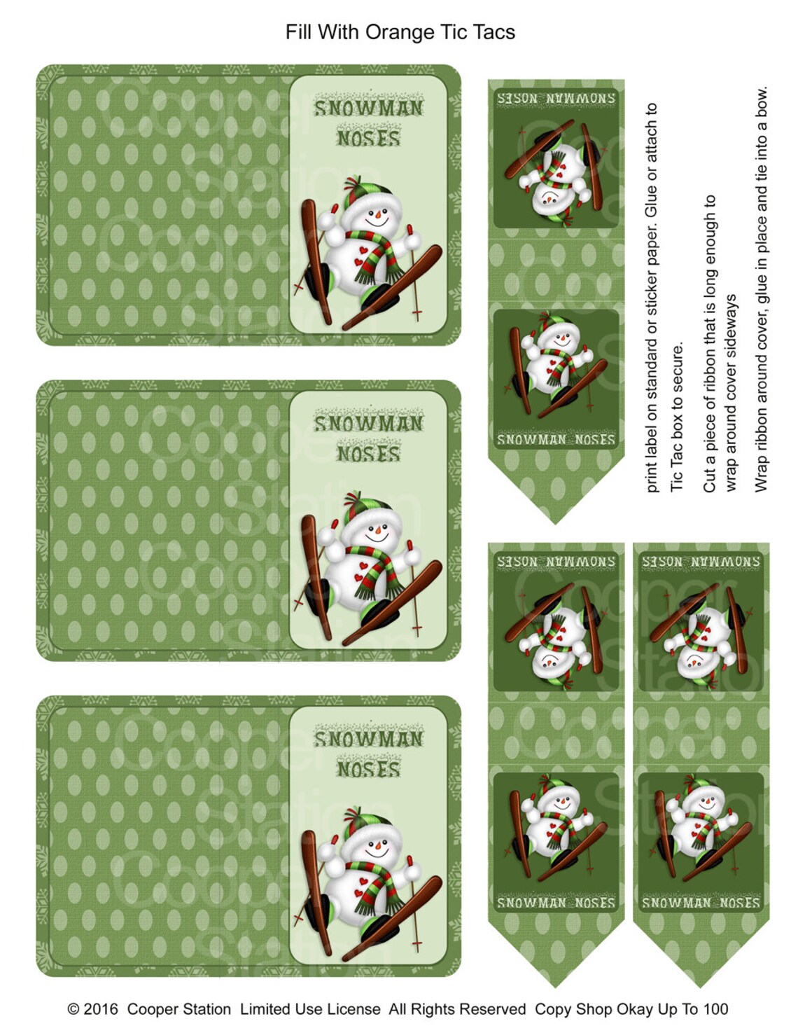 Digital Printable Snowman Noses Tac Tac Cover Package - Etsy