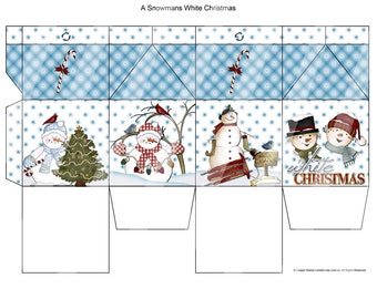 Digital printable Christmas Milk Carton Snowman Theme