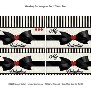 Printable Digital Valentine Hershey Candy Bar Wrappers - Bow - Ribbon - Chocolate Candy Bar Wrap