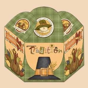 Boîte cadeau d’automne imprimable numérique en forme hexagonale
