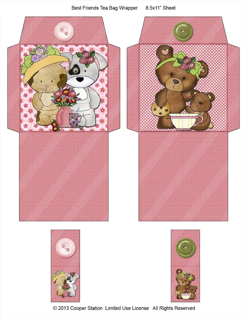 Digital Printable Tea Bag Wrapper Etsy