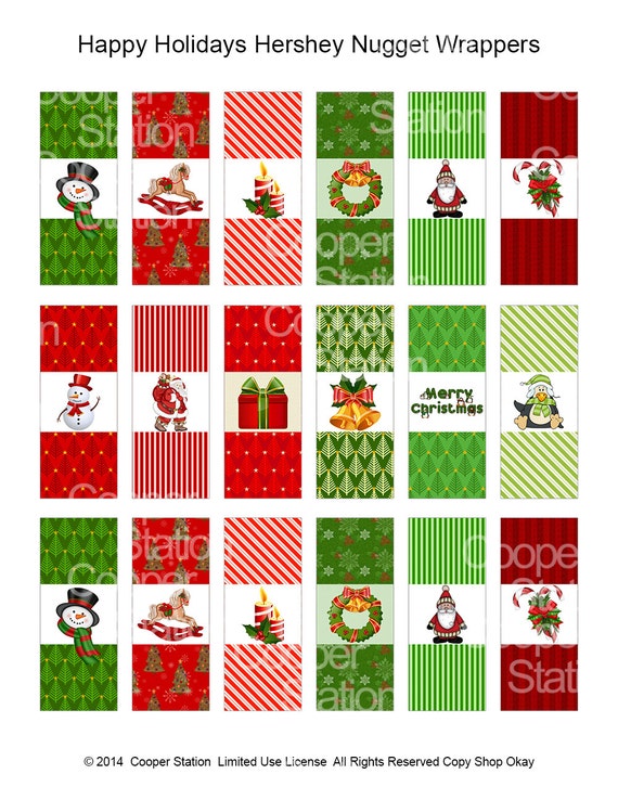 Digital Printable Holiday Hershey Nugget Candy Wrappers - Etsy