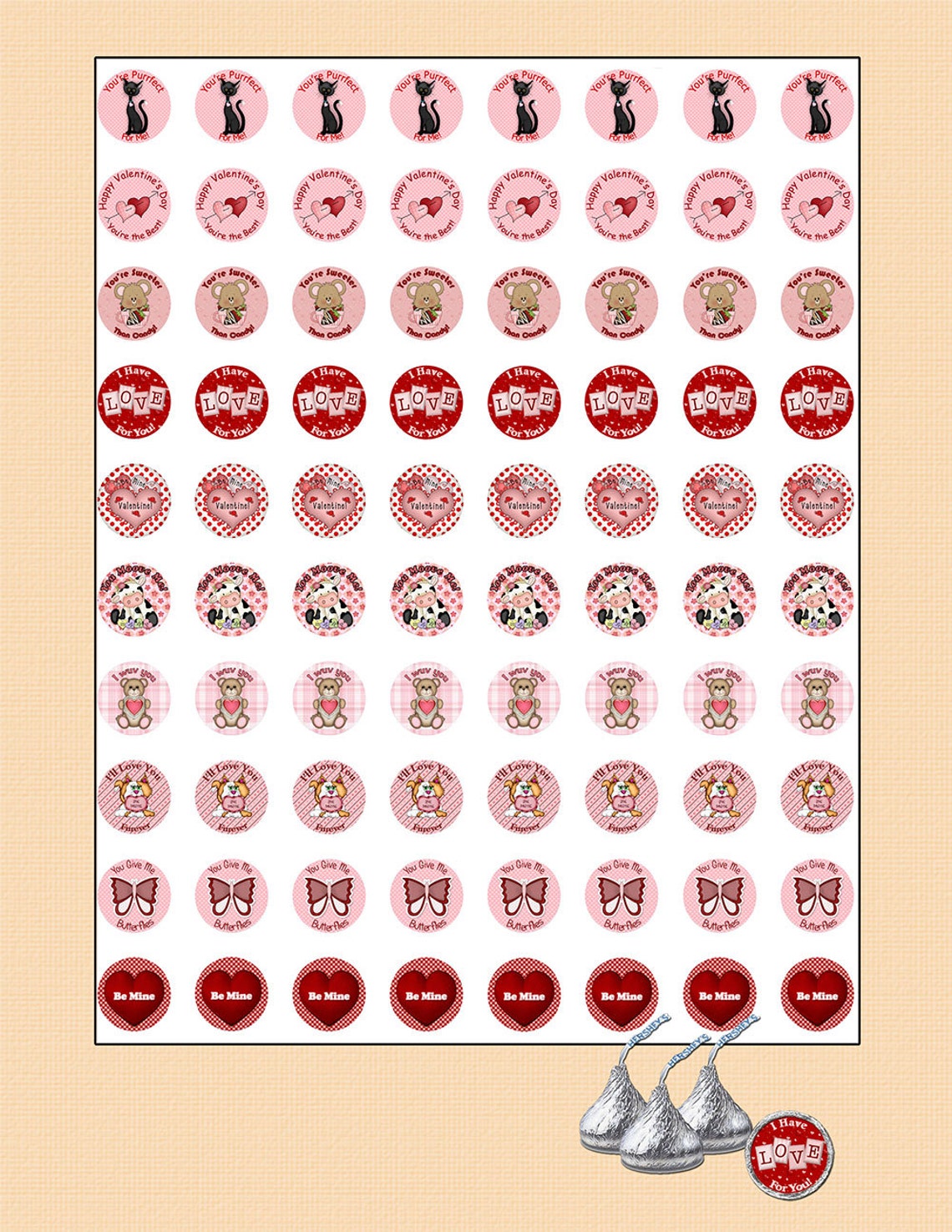 Digital Printable Hershey Kisses Valentine Label | Etsy