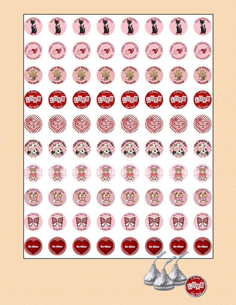 Digital Printable Hershey Kisses Valentine Label Etsy