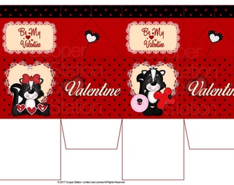 Digital Printable Milk Box - Valentine - Treat Box